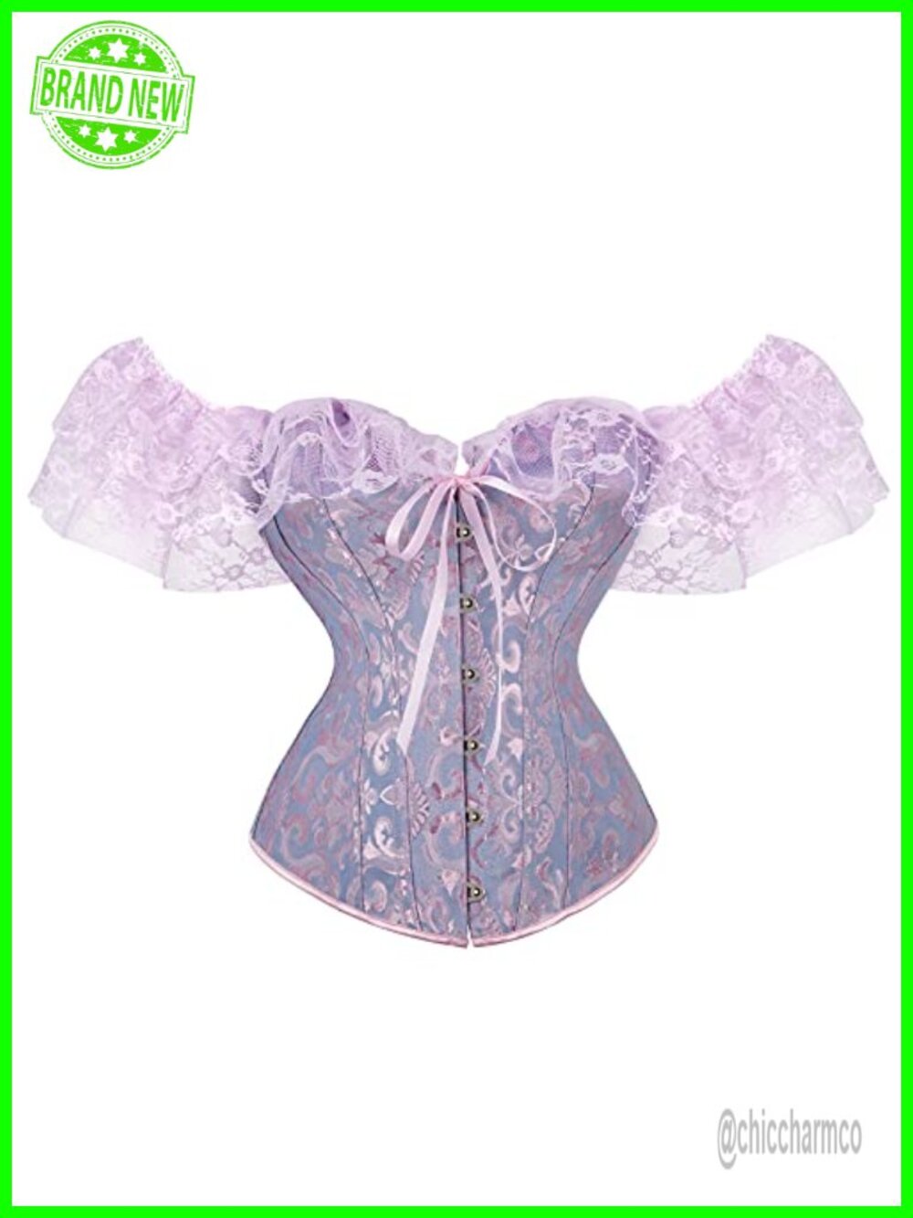 Women's Floral Lace Corset Off Shoulder Bustier Fishbone Overbust Shaping Top